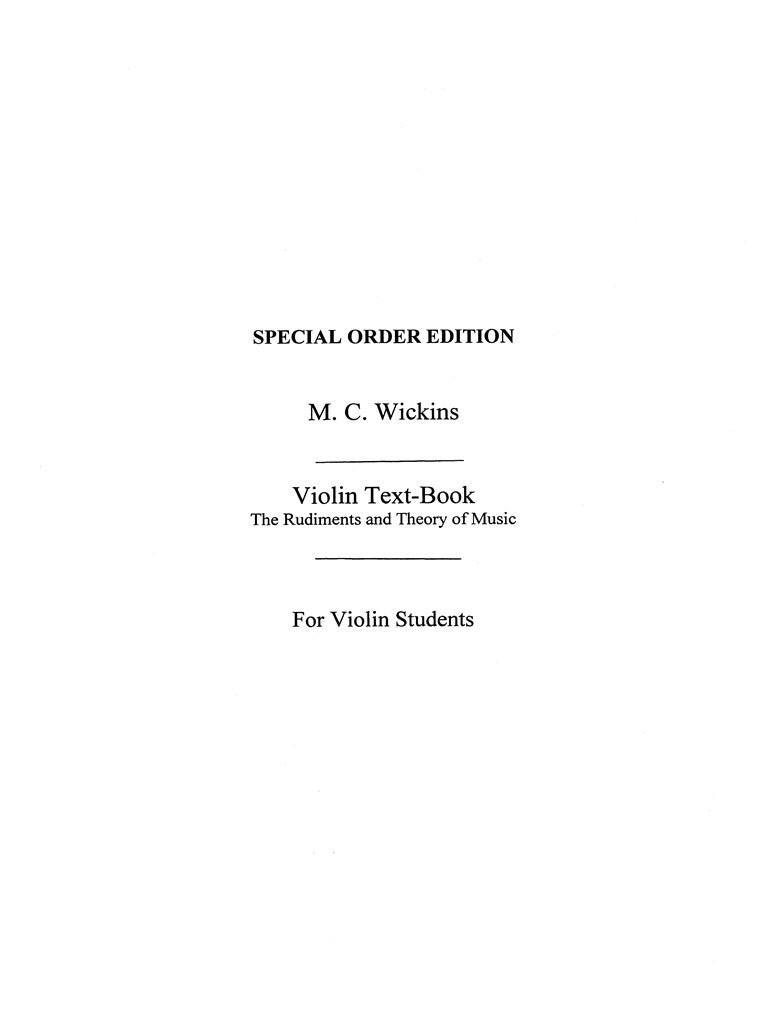Wickins, M C The New Approach Violin Text Book